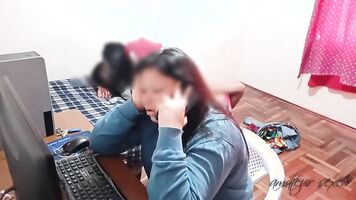 My wife's cuckold talking on the phone while I eat her best friend: the more distracted she is, the richer I fuck with her friend while she pays my house debts.