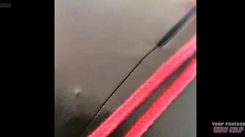Leather and Red Rope - Kinky BBW Swinger Hotwife getting ready for meet (Mature Milf Stockings Tied Up Shibari Bondage)